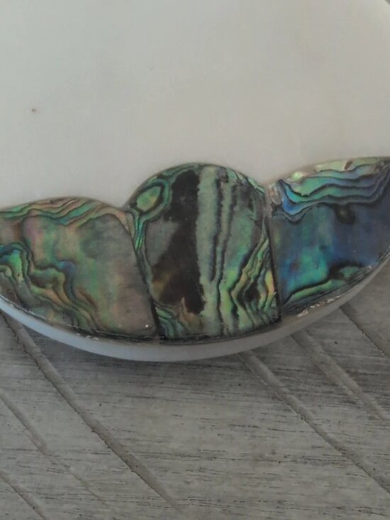 Anthropologie 2 Marble Coasters Mother Of Pearl Abalone Shell Ramona Replacement - Picture 9 of 13